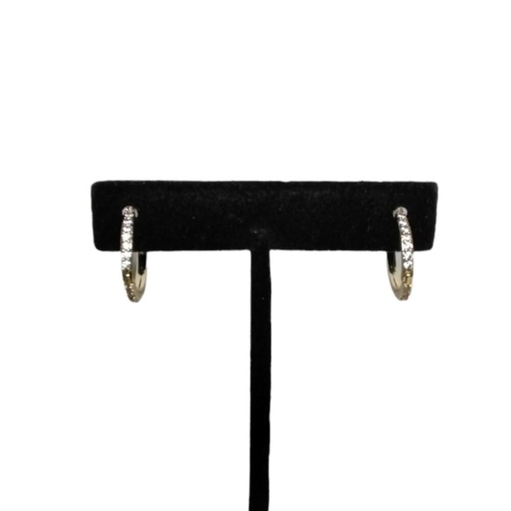 Dvacaman 14K Gold Plated Cubic Zirconia Pave Huggie Hoop Earrings